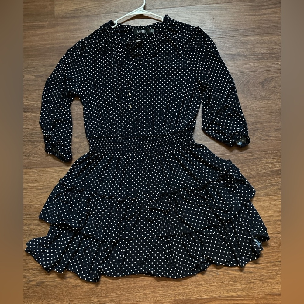 Ralph Lauren Black Label  Dark Navy Polka Dot Dress